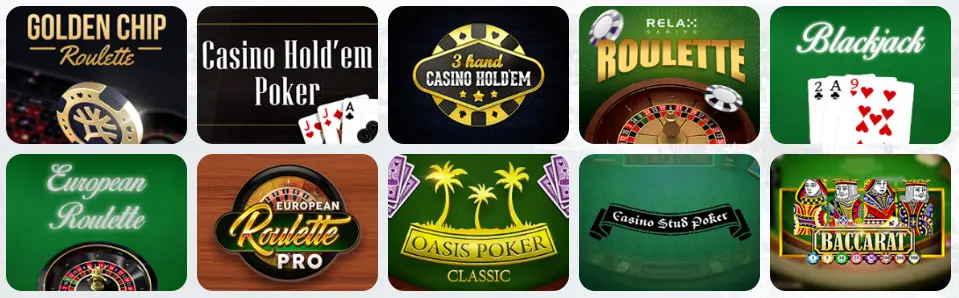 Jeux de table au TIKITAKA CASINO